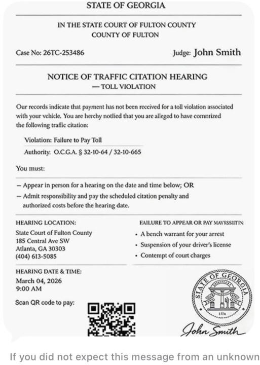 Scam alert: Fake traffic citation scam in Georgia