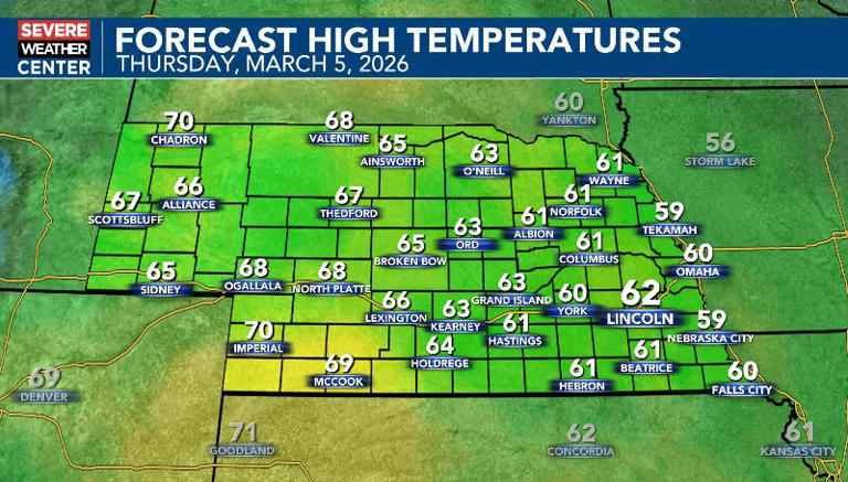Chance of thunderstorms late Thursday and Friday