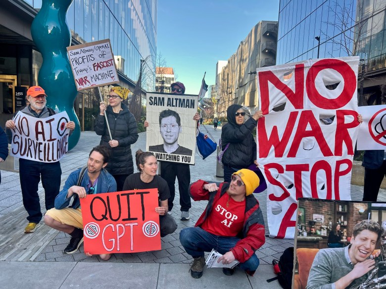 QuitGPT protesters rally outside OpenAI HQ in San Francisco over deal ...