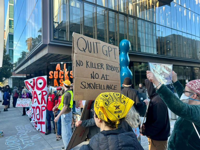 QuitGPT protesters rally outside OpenAI HQ in San Francisco over deal ...