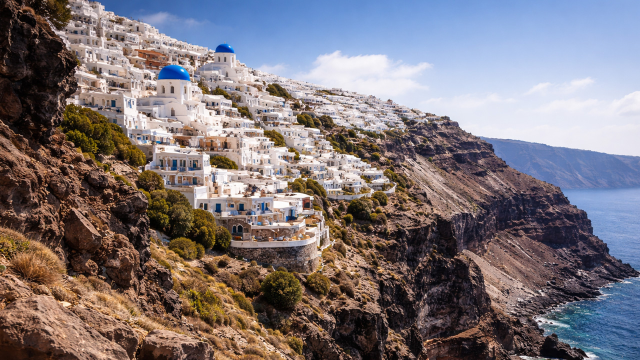 Oia Santorini along the caldera cliffs
