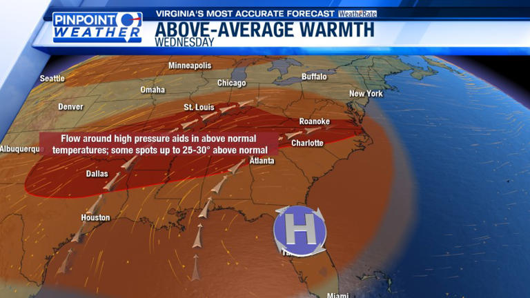 Pinpoint weather: Much warmer temperatures ahead