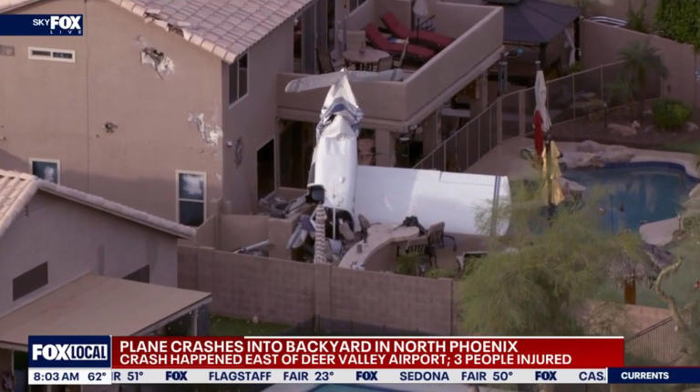 Small plane crashes into Phoenix backyard, injuring 3 people