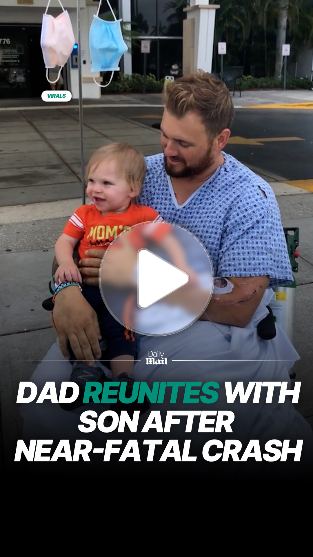 Father reunites with son after surviving serious crash