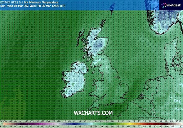 UK weather maps turn icy blue as brutal -6C cold snap set to freeze ...