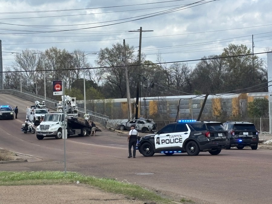 Driver hospitalized after fiery crash in Jackson