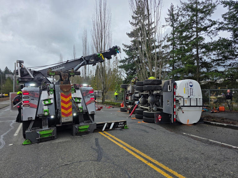 Tanker truck driver injured in Renton rollover crash