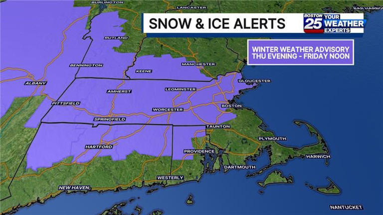 Winter weather advisory: Snow, sleet, freezing rain in Mass. on Thursday