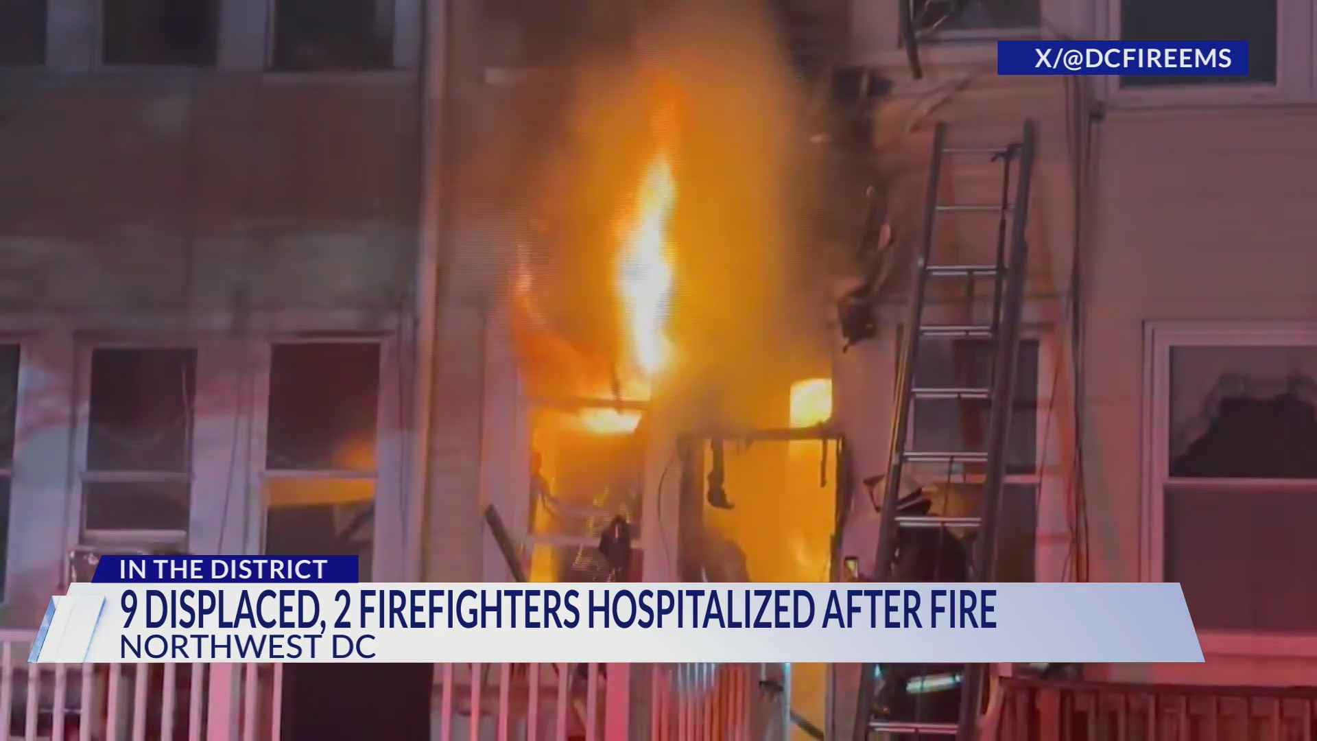 2 DC firefighters hurt, 9 displaced after home caught fire in Petworth