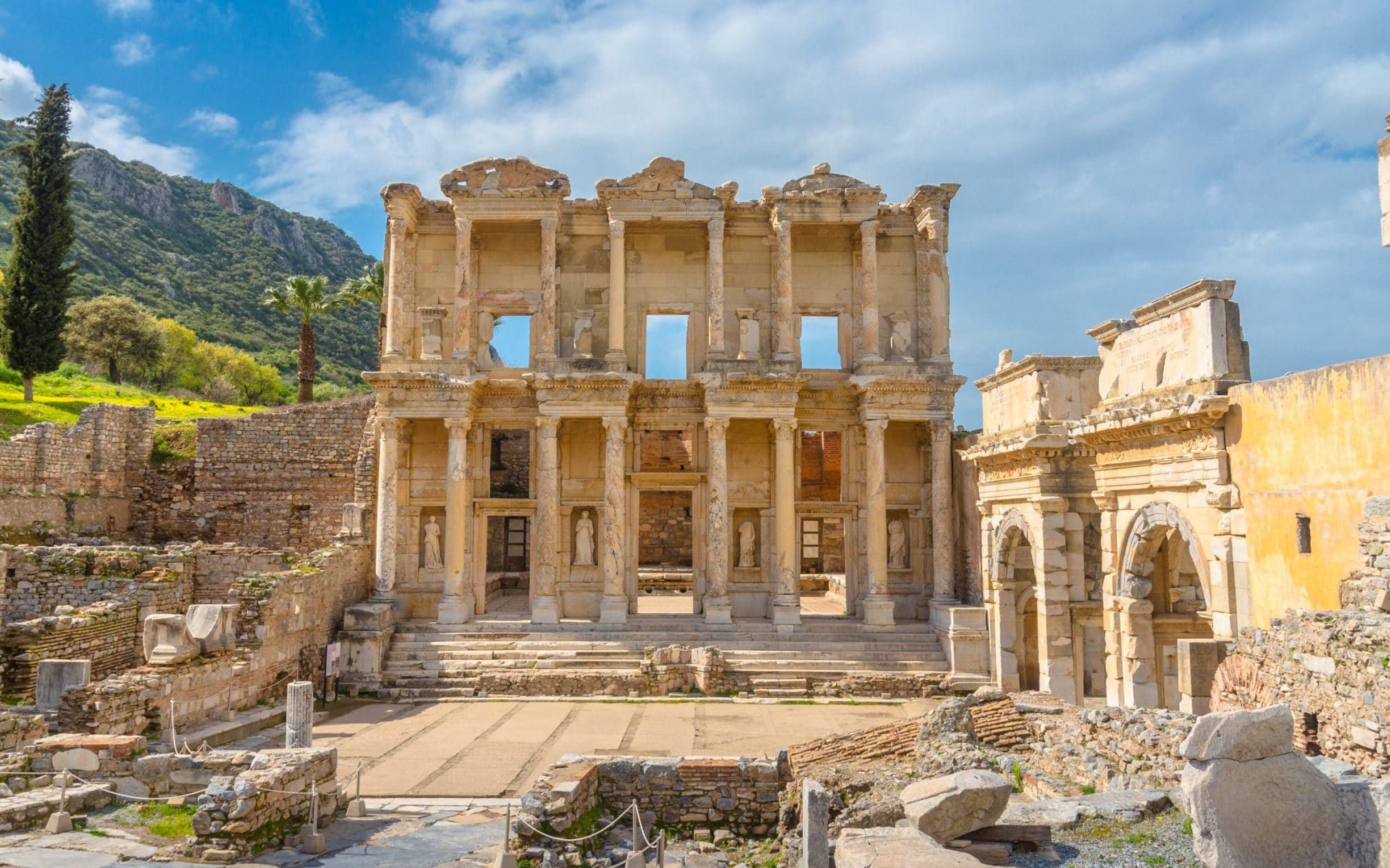 The Library of Celsus is an ancient roman building, was built between circa 114-117 A.D. Now it is the famous travel destination in Turkey