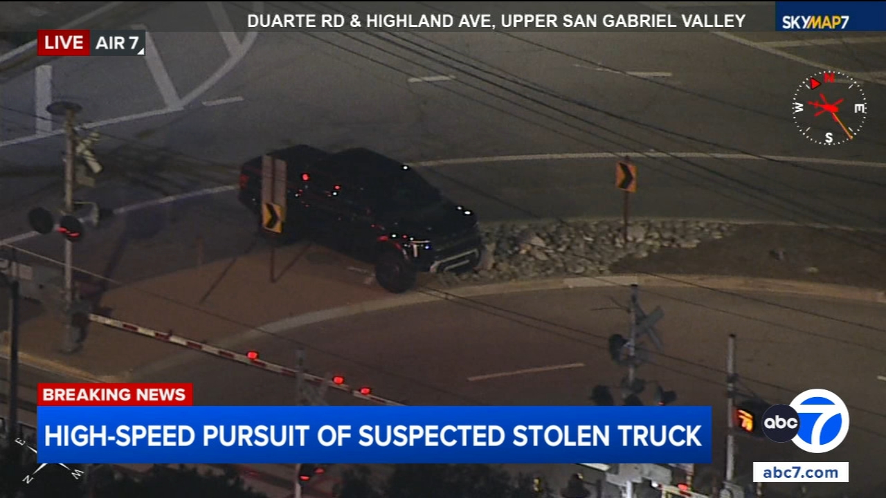 Driver in pickup truck crashes through fence during high-speed LA ...