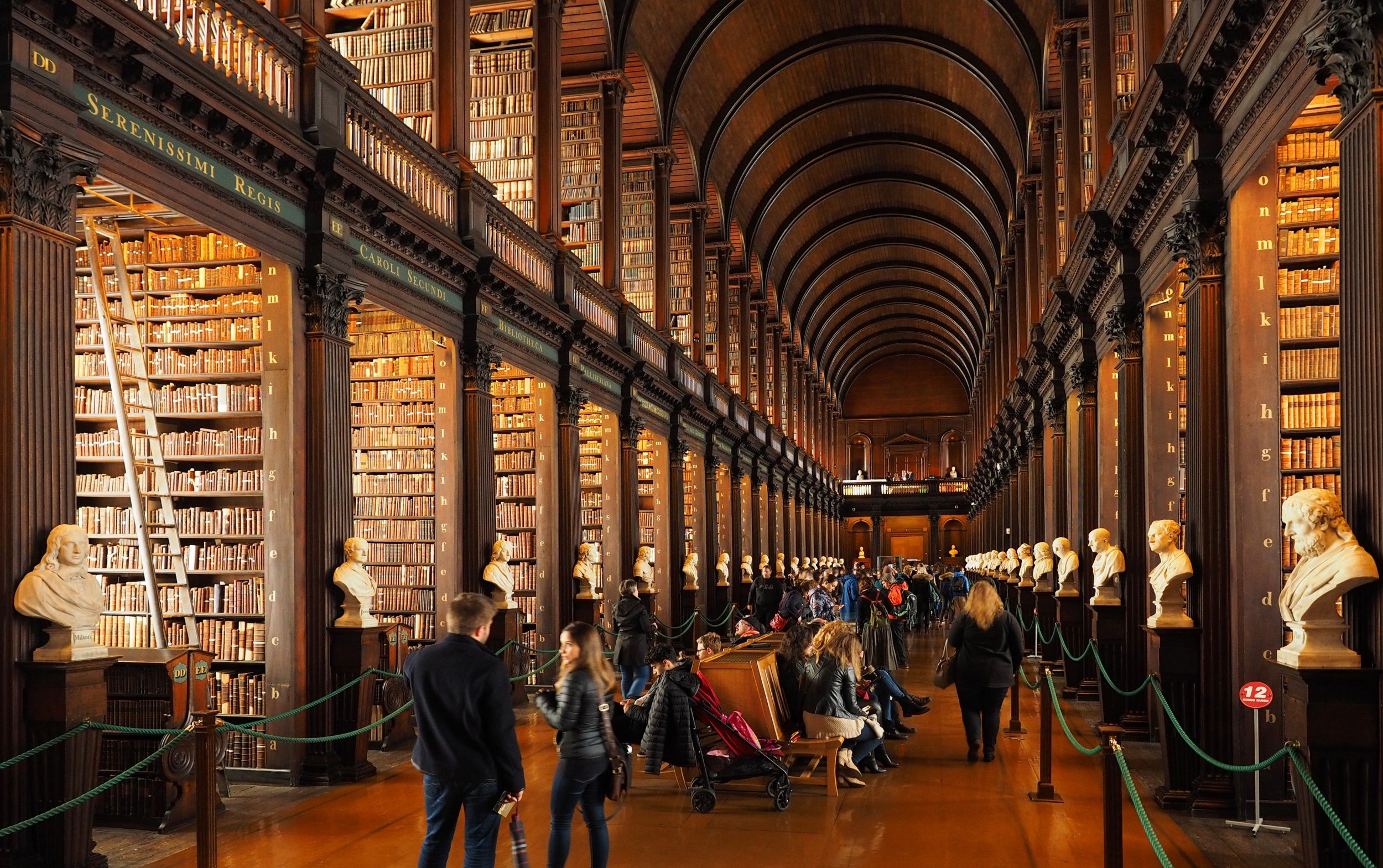 The 213-foot Long Room of the original library building is a very popular attraction in Dublin