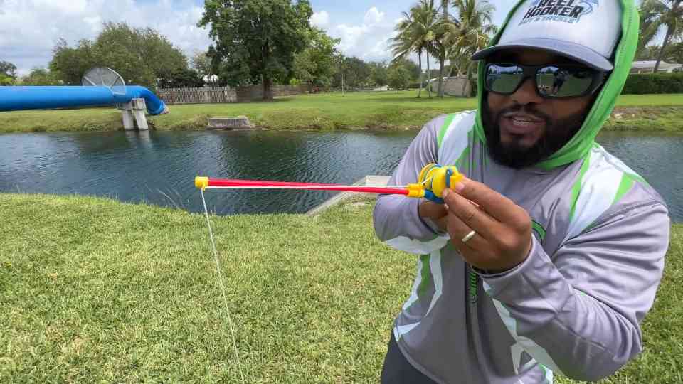 This toy fishing rod actually caught a real fish