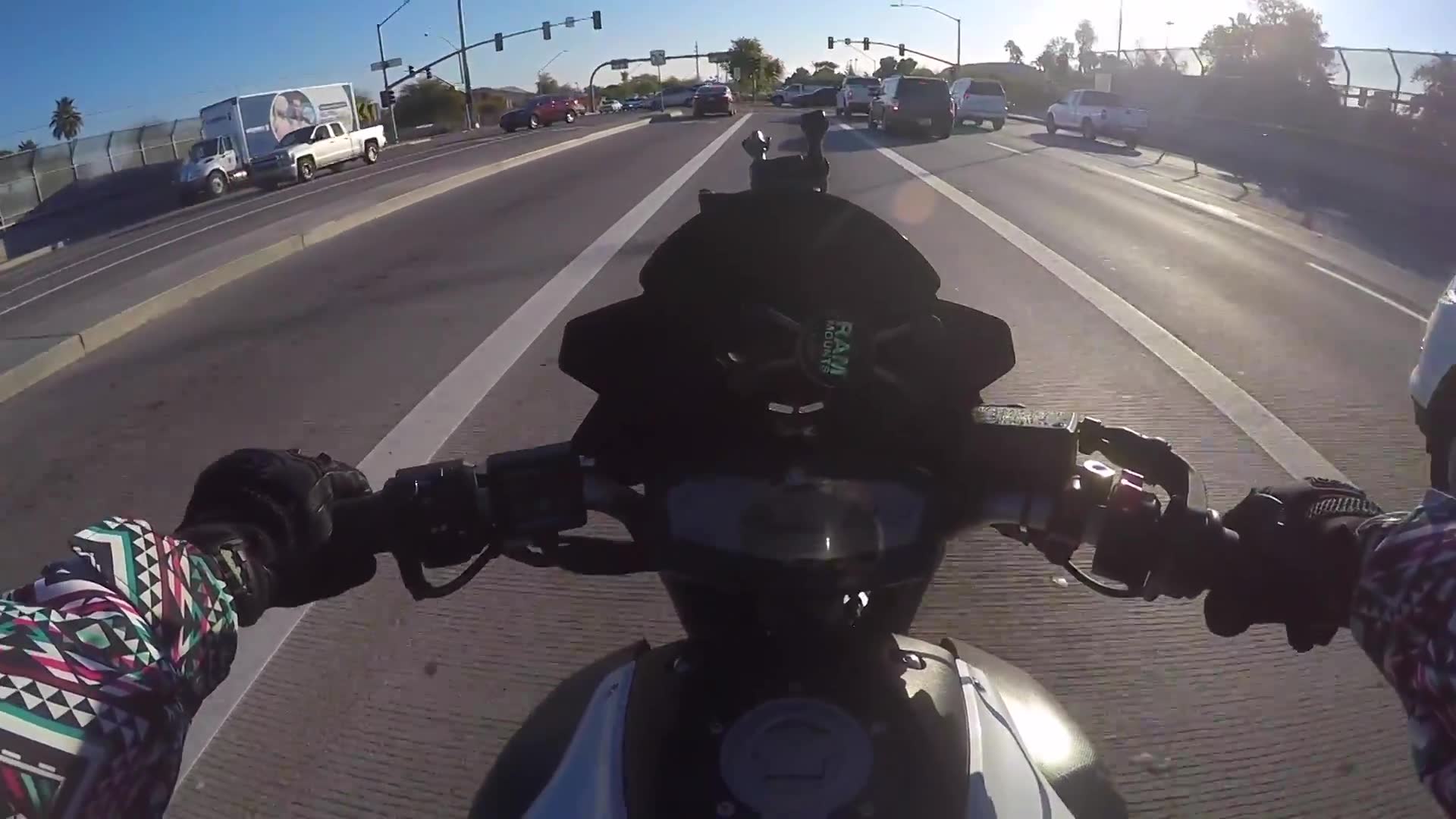 Girlfriend takes over the motorcycle controls and gives the rider a ...