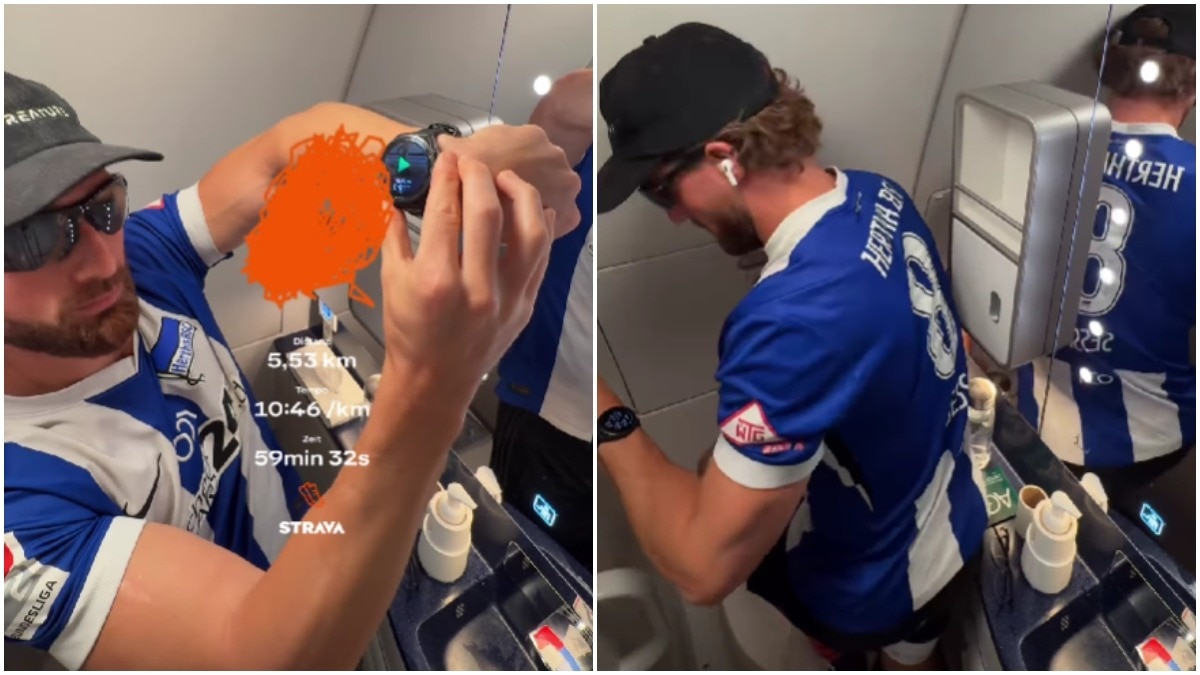 Watch: Man documents his 5-km run inside airplane bathroom during 11 ...
