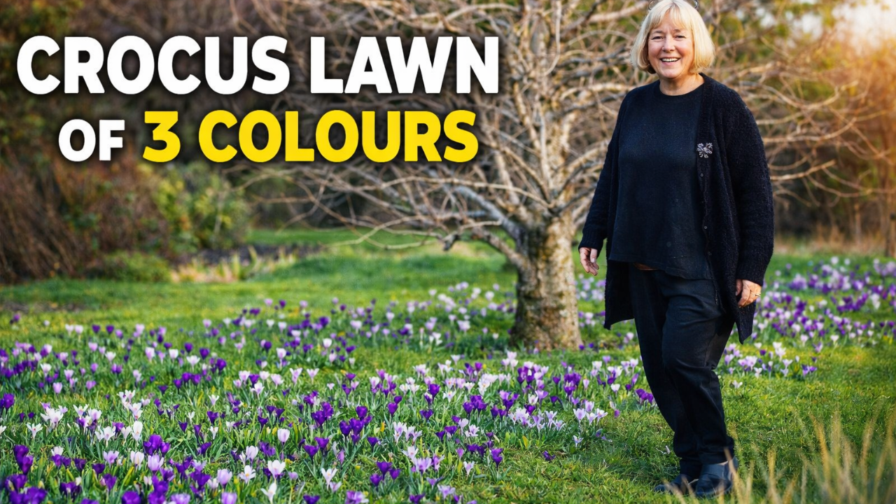 The crocus lawn with 3 colors and 2000 bulbs that transforms spring