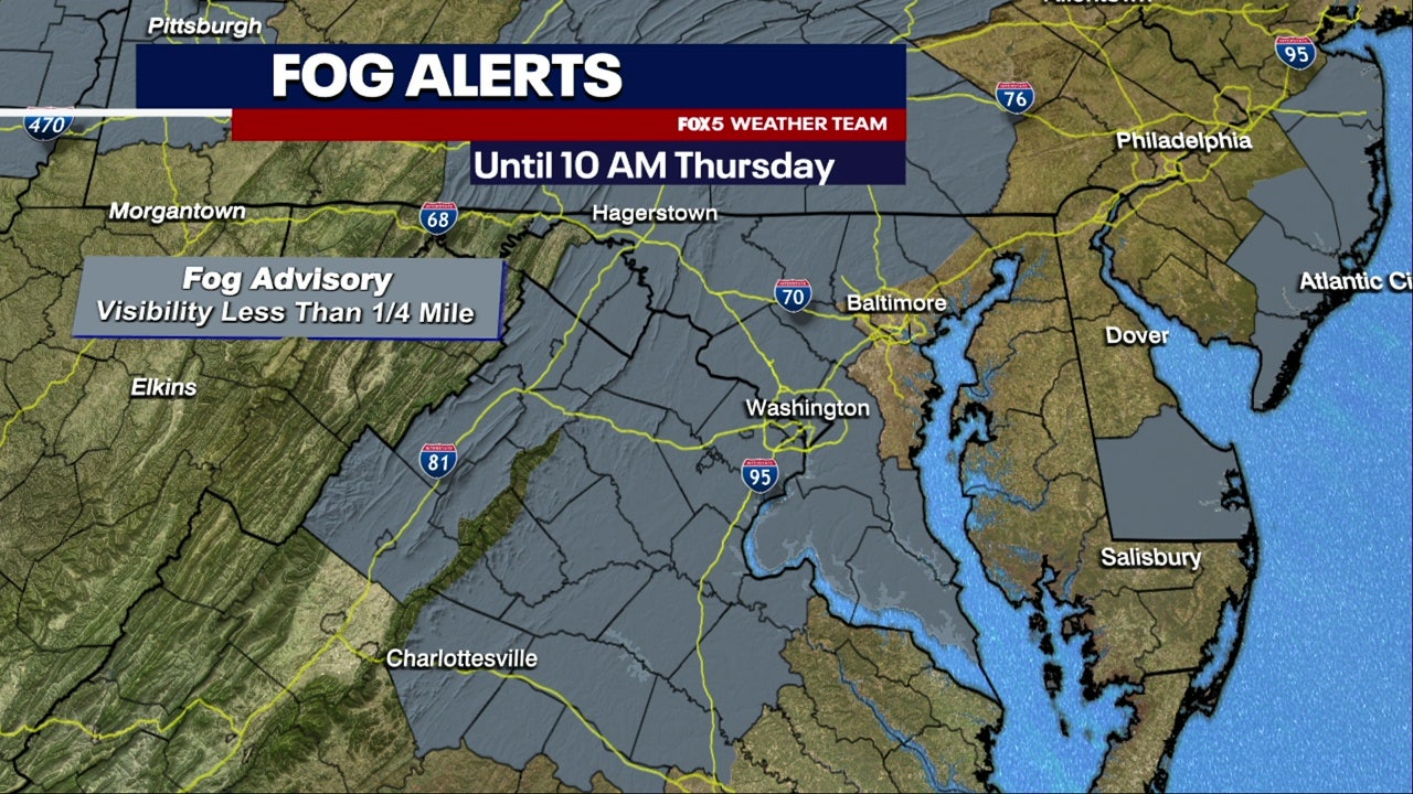 Dense fog advisory in effect across the DMV early Thursday