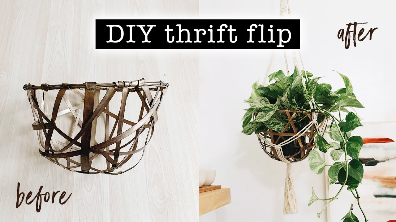 Create a stunning macrame plant hanger from thrift store finds