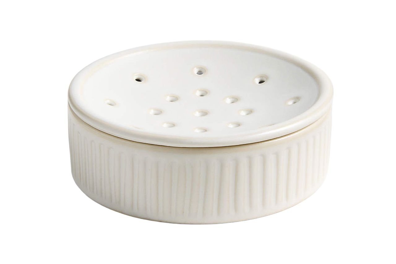 Crate & Barrel Clean by Crate Ivory Ceramic Palm Dish Brush Holder