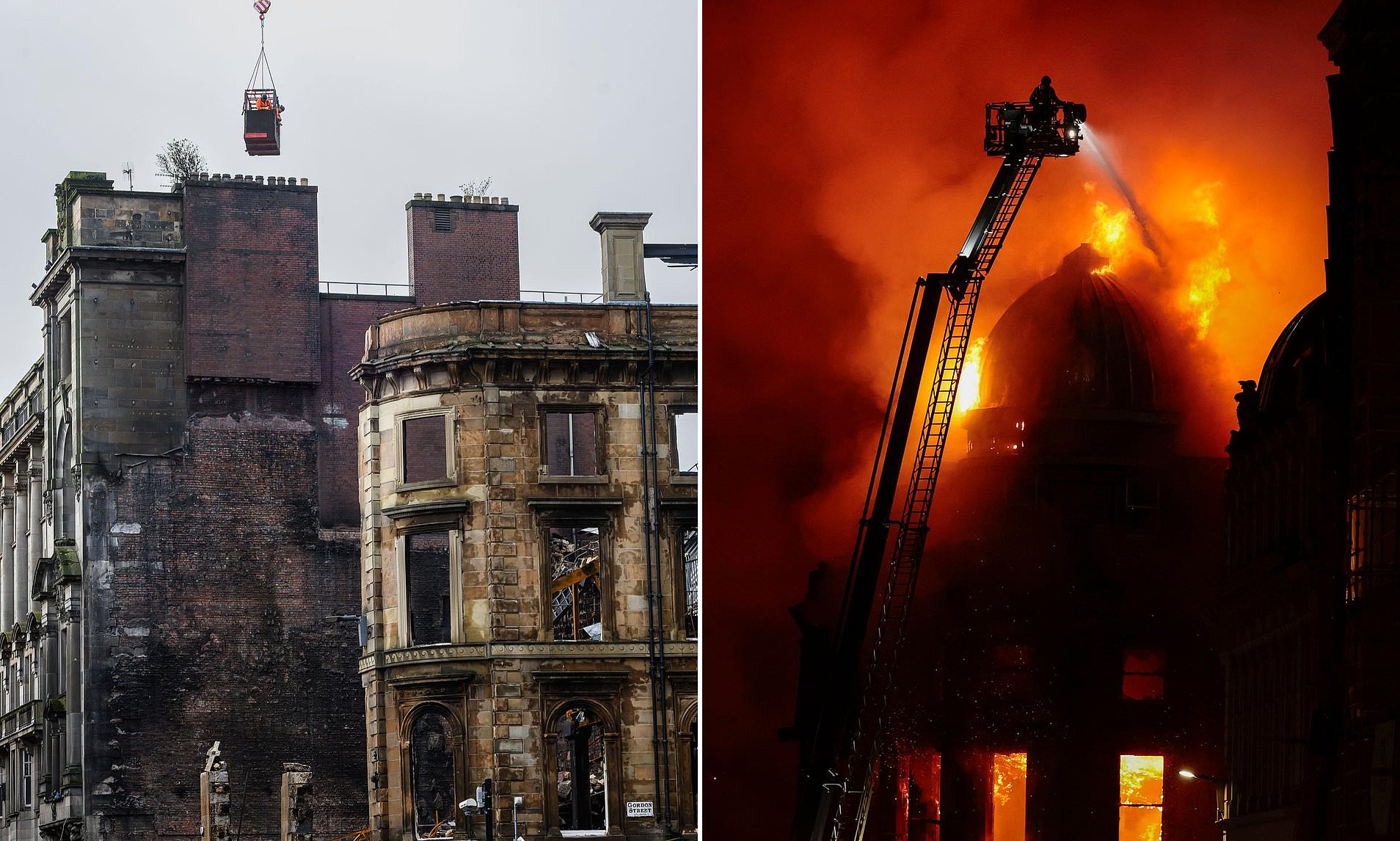 Work begins to demolish historic block in Glasgow after it was gutted ...