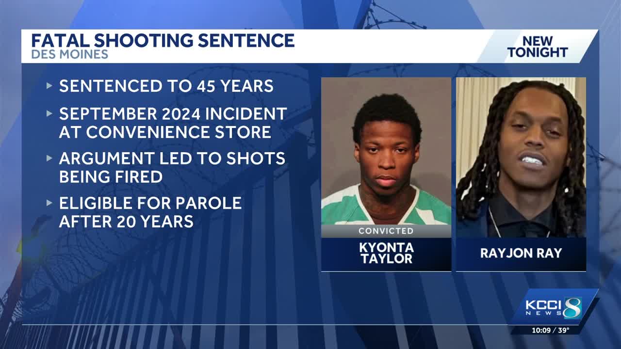 Des Moines man sentenced to 45 years in prison for 2024 deadly shooting