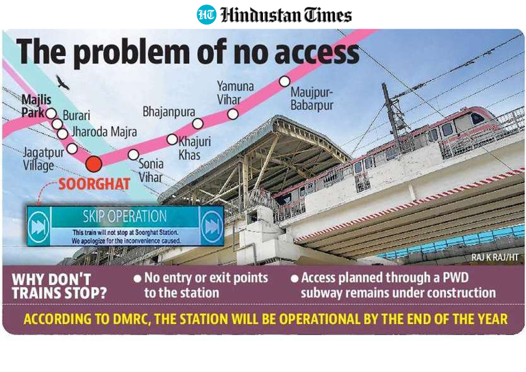 No entry or exit: Trains skip Pink line station on Delhi's first 'ring ...