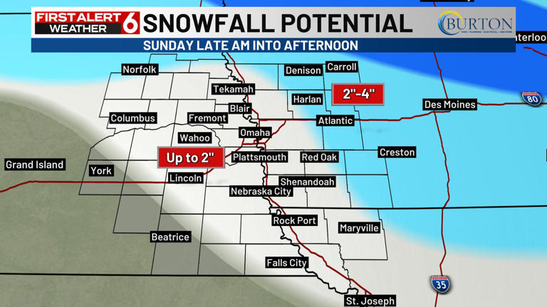 First Alert 6 Weather Day - Snow potential Sunday with strong winds and ...