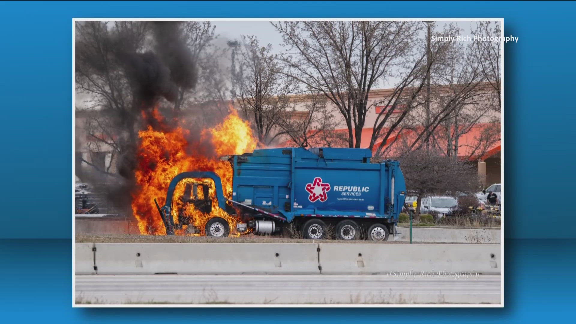 Garbage truck fire at Meridian exit briefly backs up I‑84