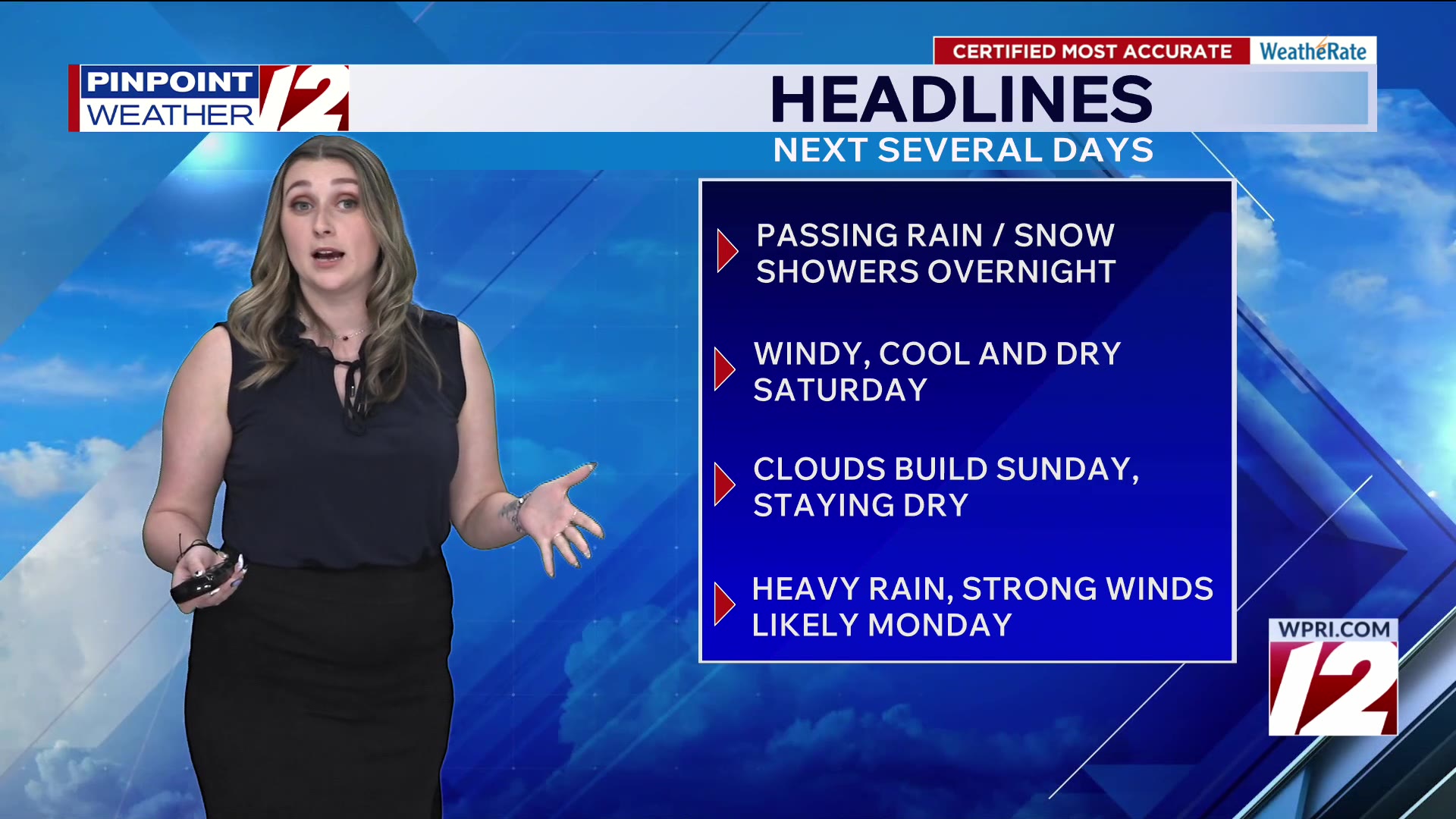 WPRI 12 weather forecast 3/13/26