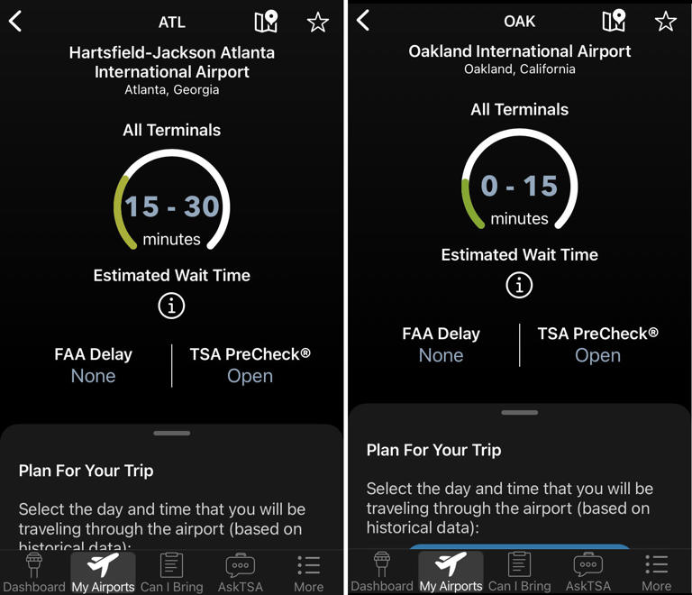 Airport security lines are ridiculously long. Check the wait time ...