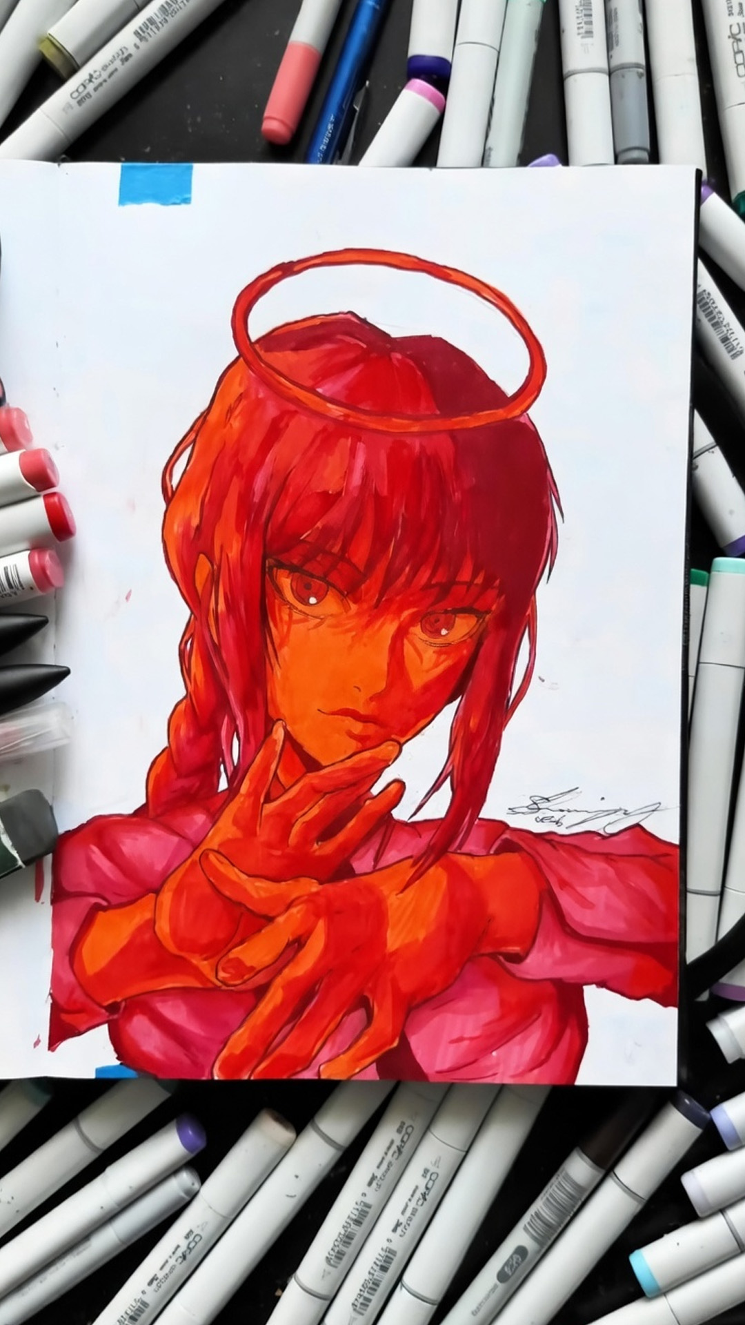 One Anime Drawing With Different Marker Brands