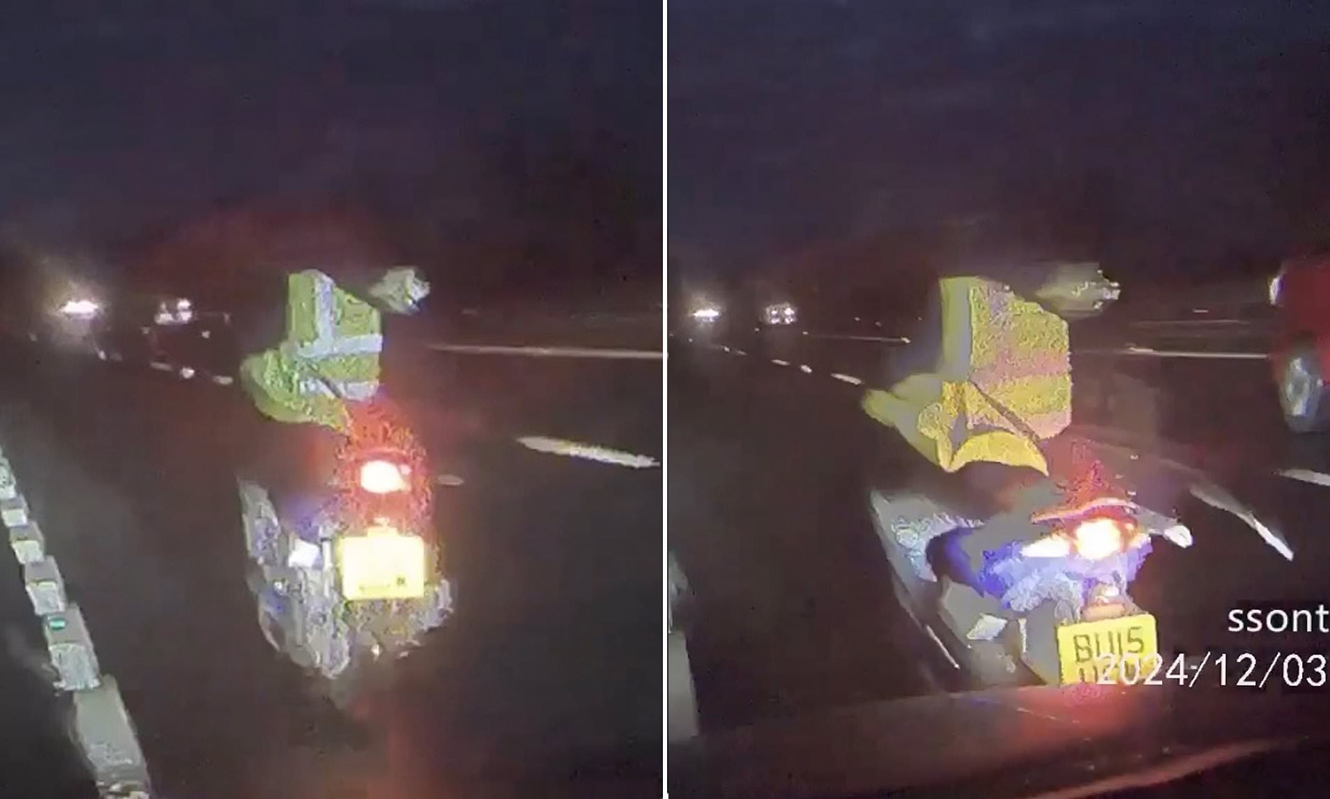 Moment teacher hurrying to school knocks moped rider off bike as she is ...