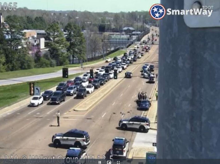 Large state trooper presence at busy intersection on Walnut Grove