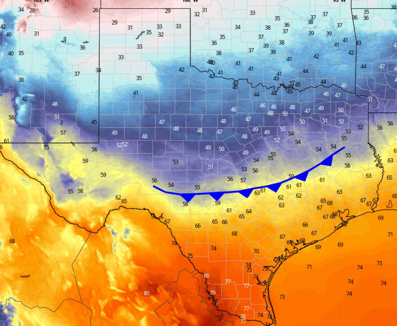 40-degree temperature drop in 18 hours: Strong cold front Sunday aims ...