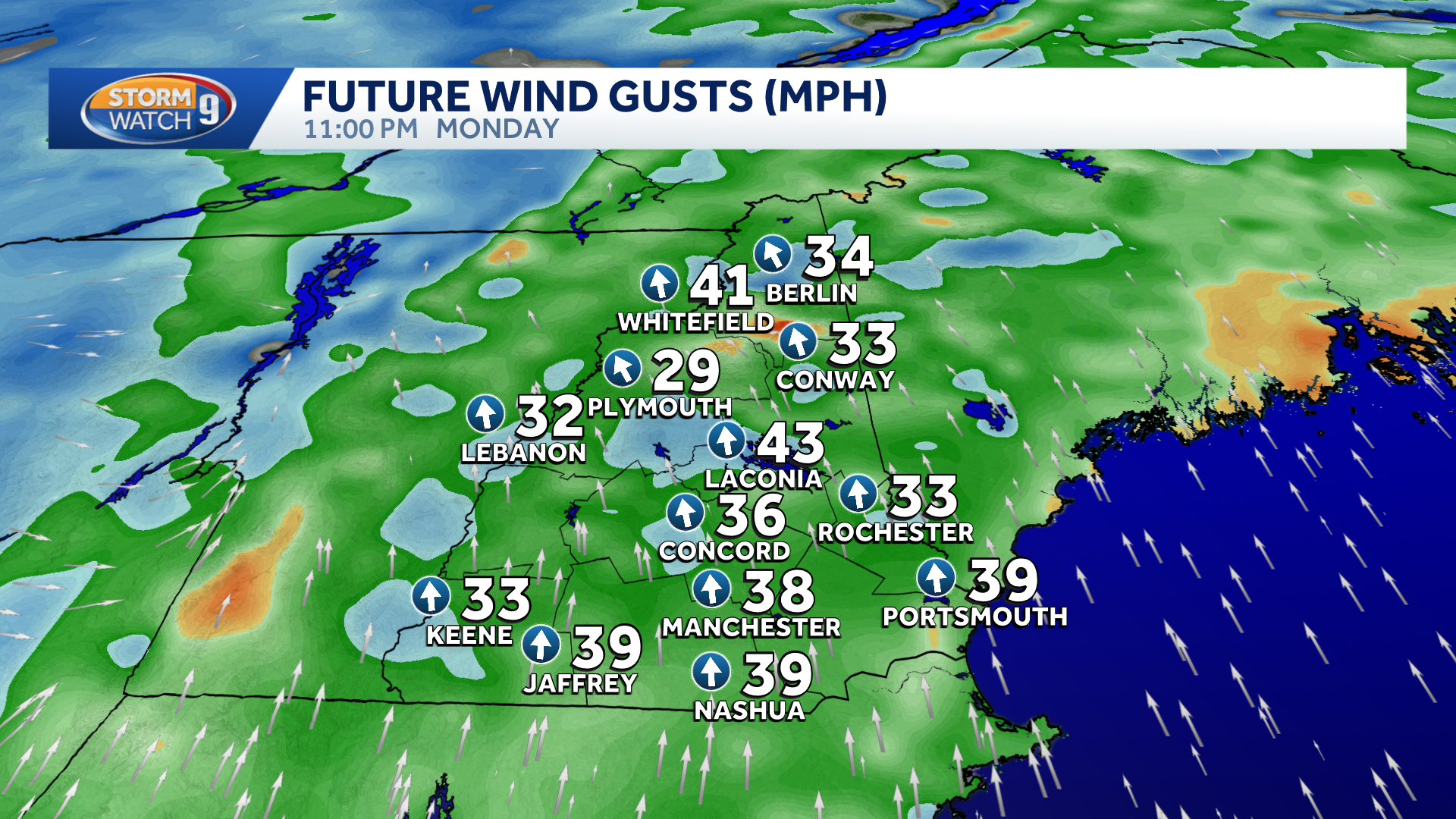 Heavy rain and strong winds moving into New Hampshire; messy Monday commute