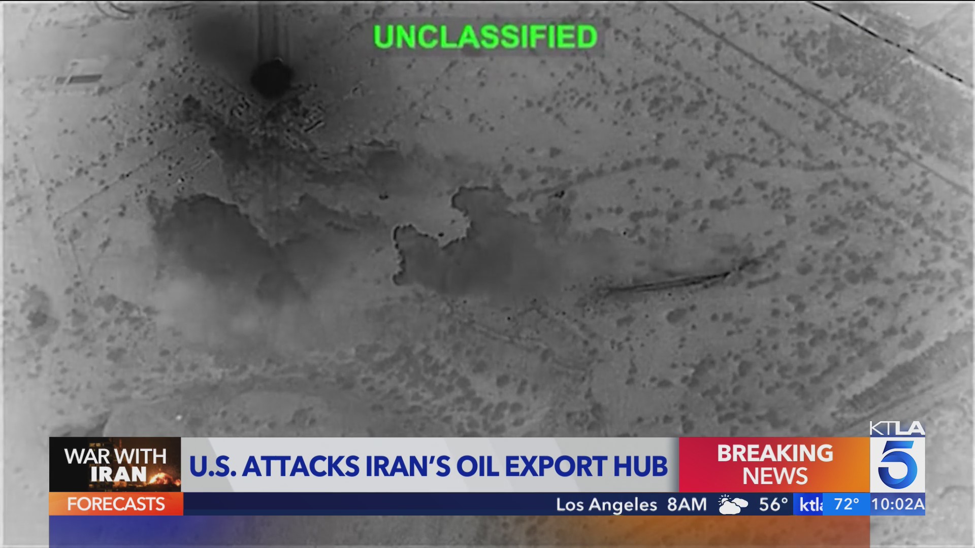 US military strikes Iran oil export hub as war escalates, gas prices surge
