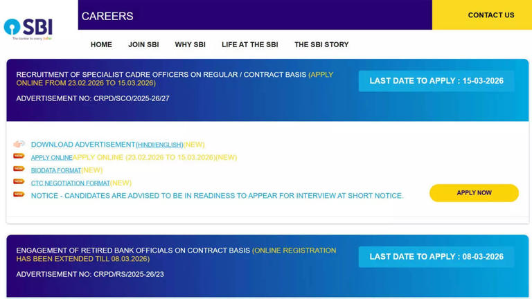 SBI SCO recruitment 2026 last date today to apply for AVP and deputy ...