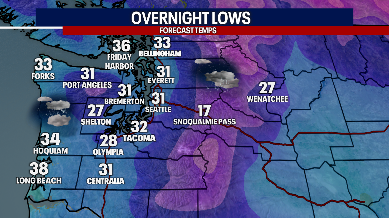 Seattle weather: Cooling temps may ice roads, rain chances increase