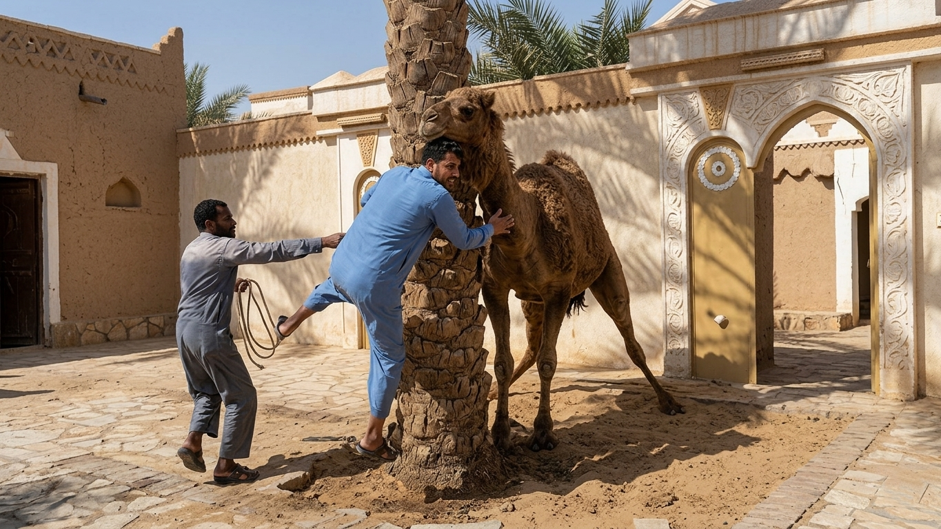 Watch what happens when they come too close to a camel