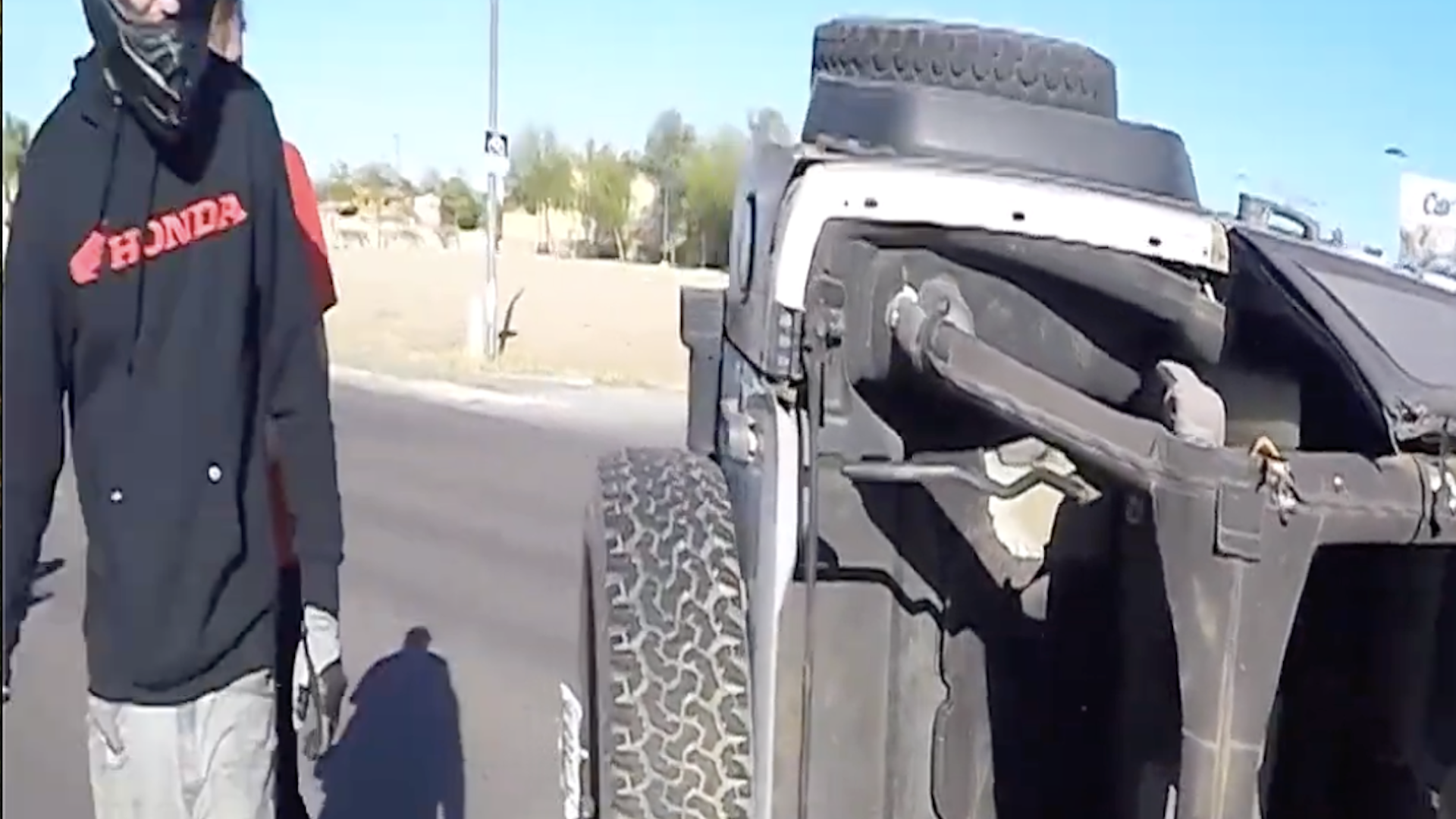 Motorcycle riders witness a terrifying jeep rollover accident right in ...