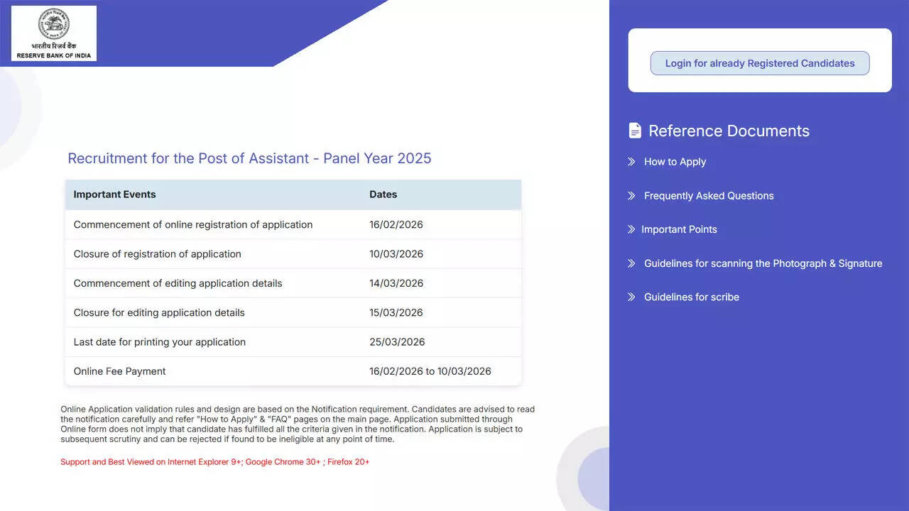 RBI Assistant 2025 application edit window closes today at rbi.org.in ...
