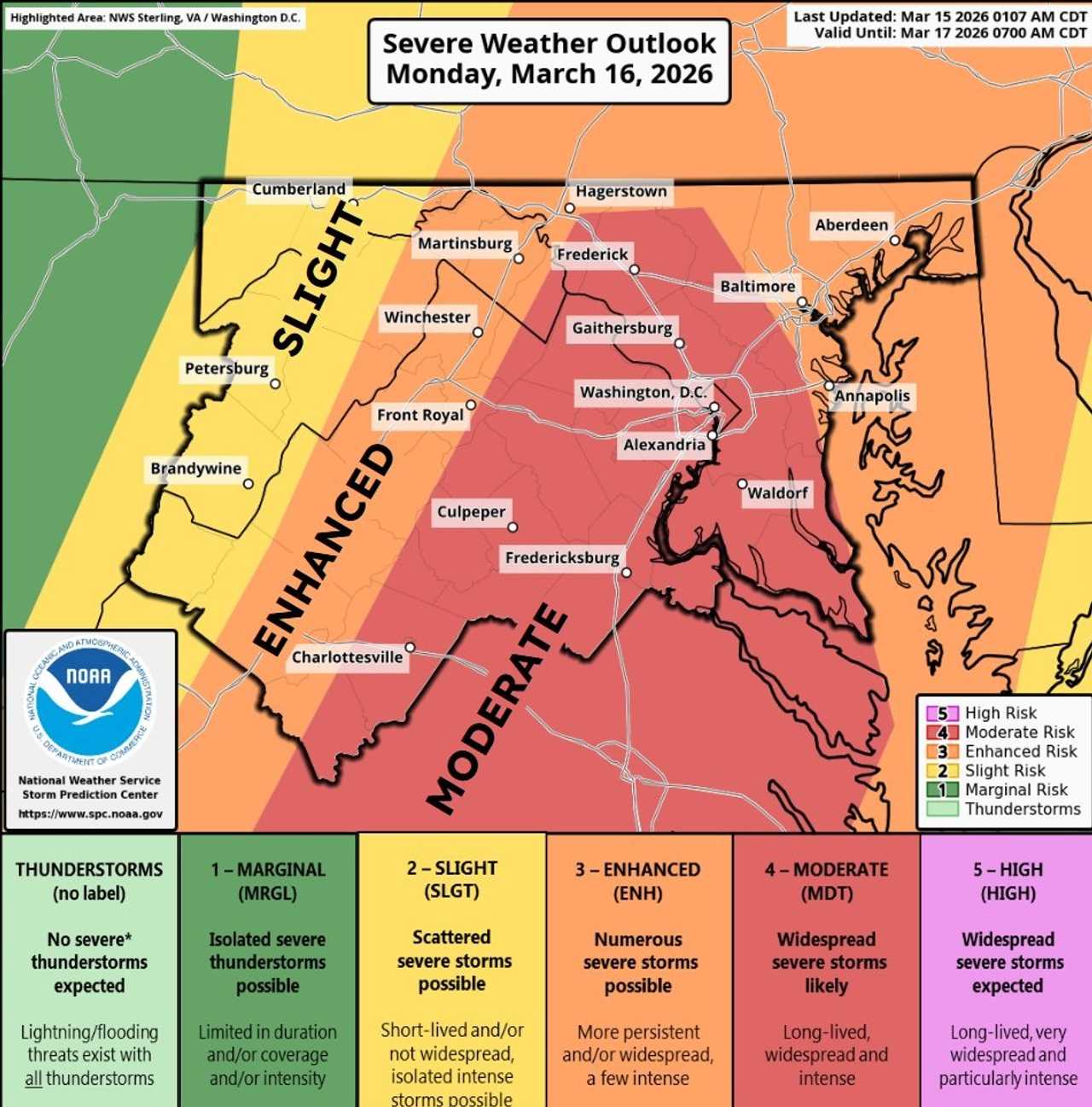 Rare level 4 severe weather risk issued for DC area with tornadoes, 80 ...