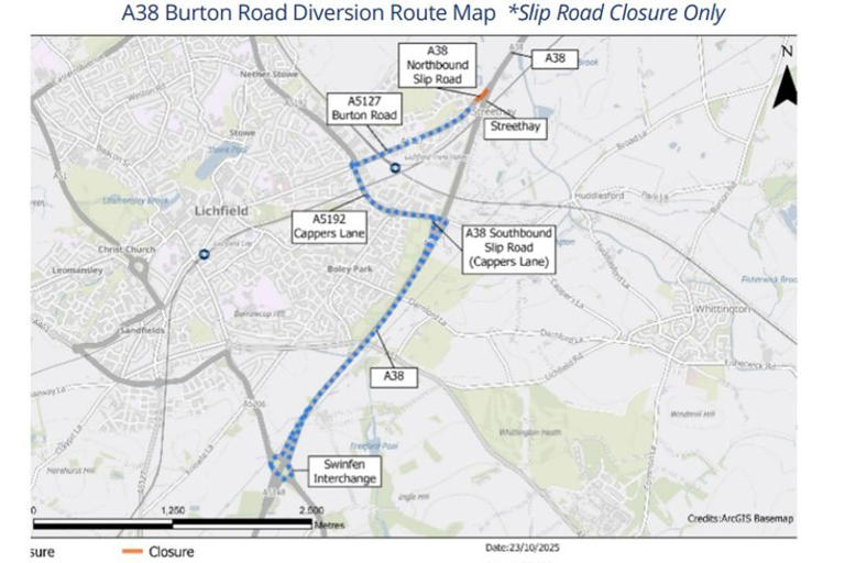 A38 near Lichfield to close for 11 days for HS2 works with big delays ...