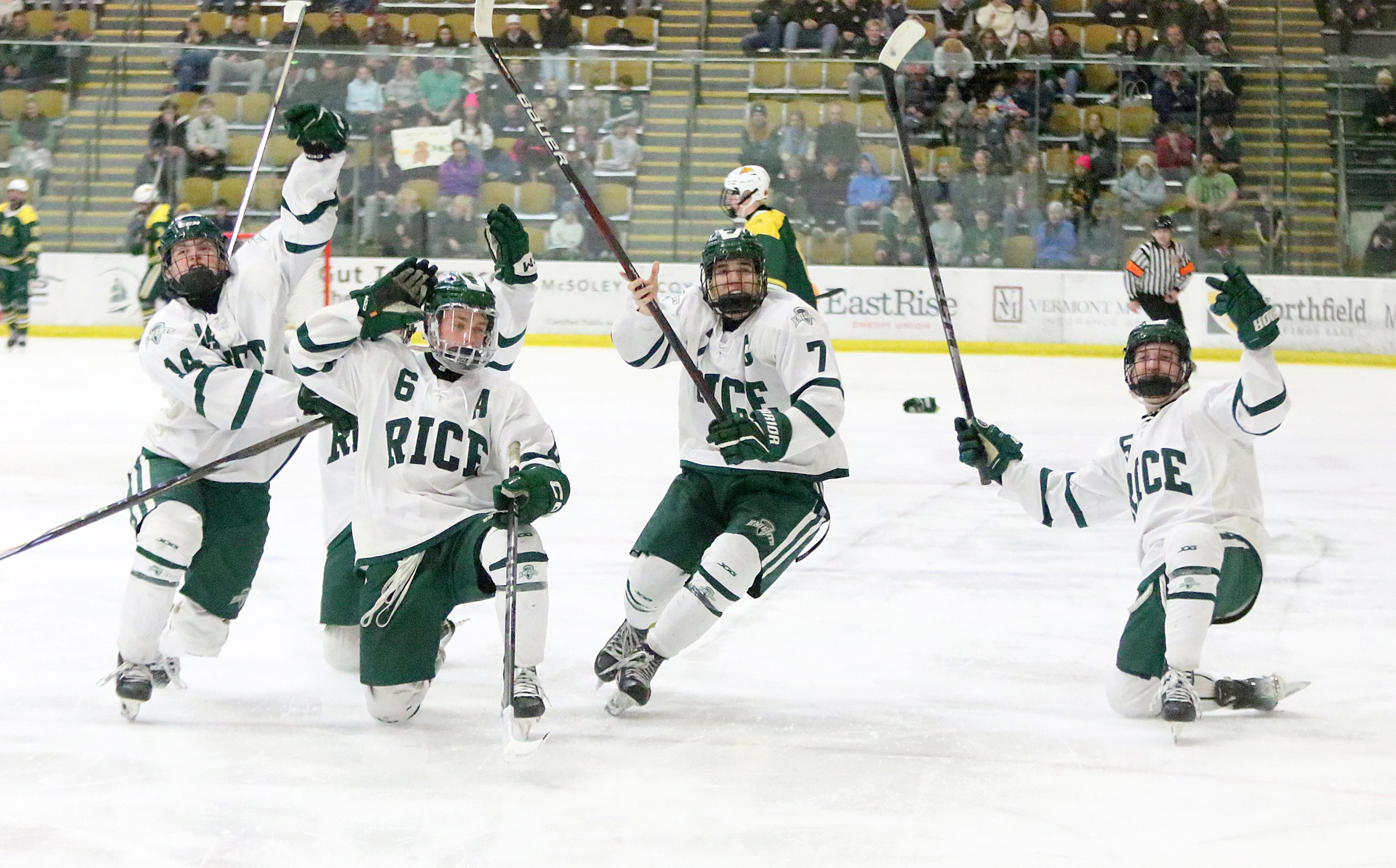 Rice boys hockey storms to championship three-peat in Division I