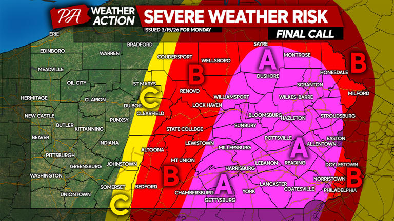 Final call severe weather risk forecast for Monday's thunderstorm outbreak
