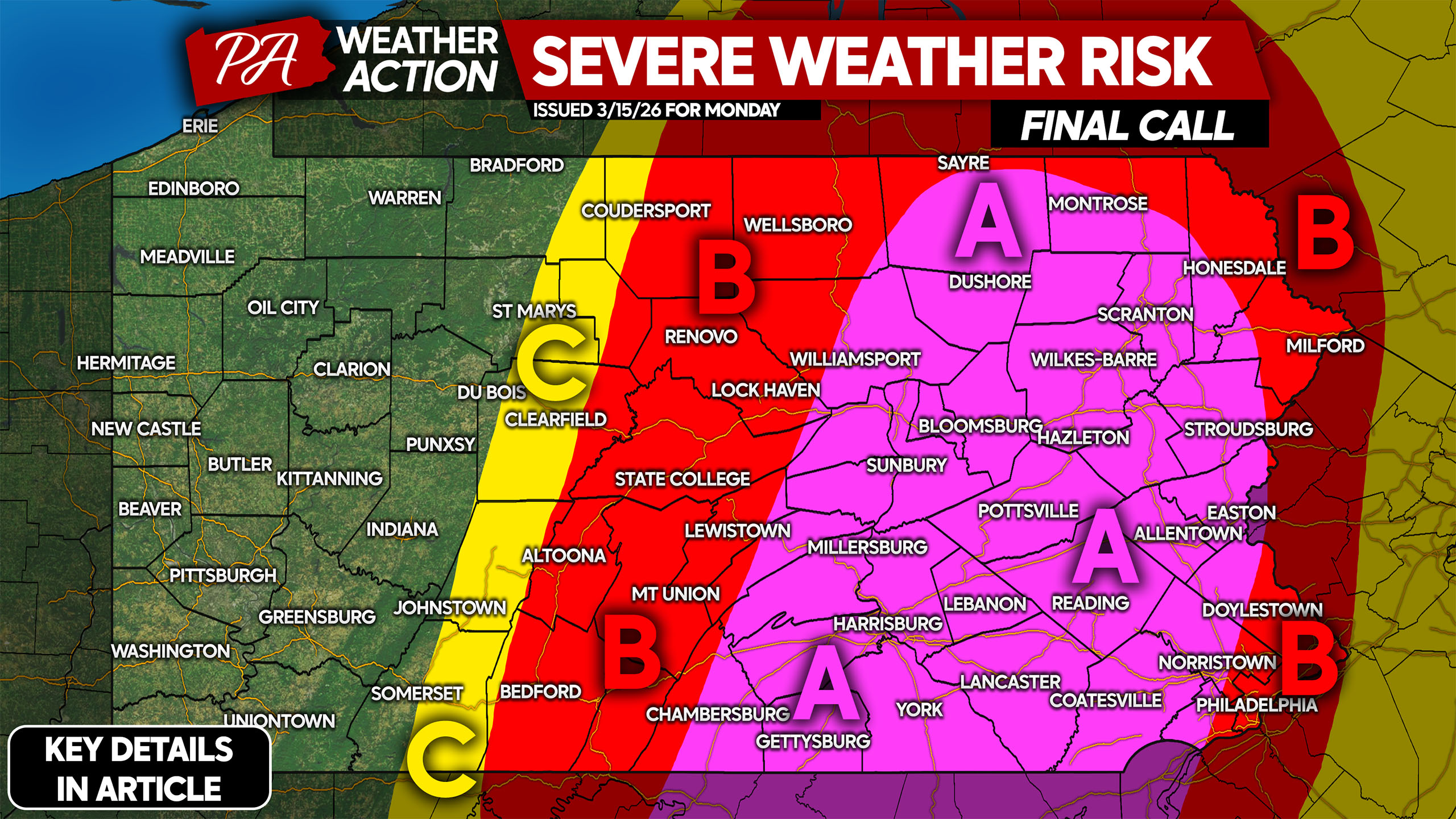 Final call severe weather risk forecast for Monday's thunderstorm outbreak