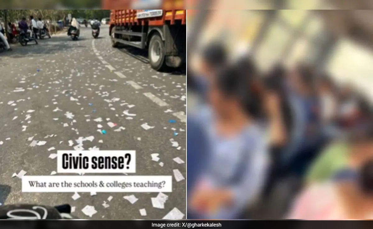 Man confronts students throwing paper from school bus, viral video ...