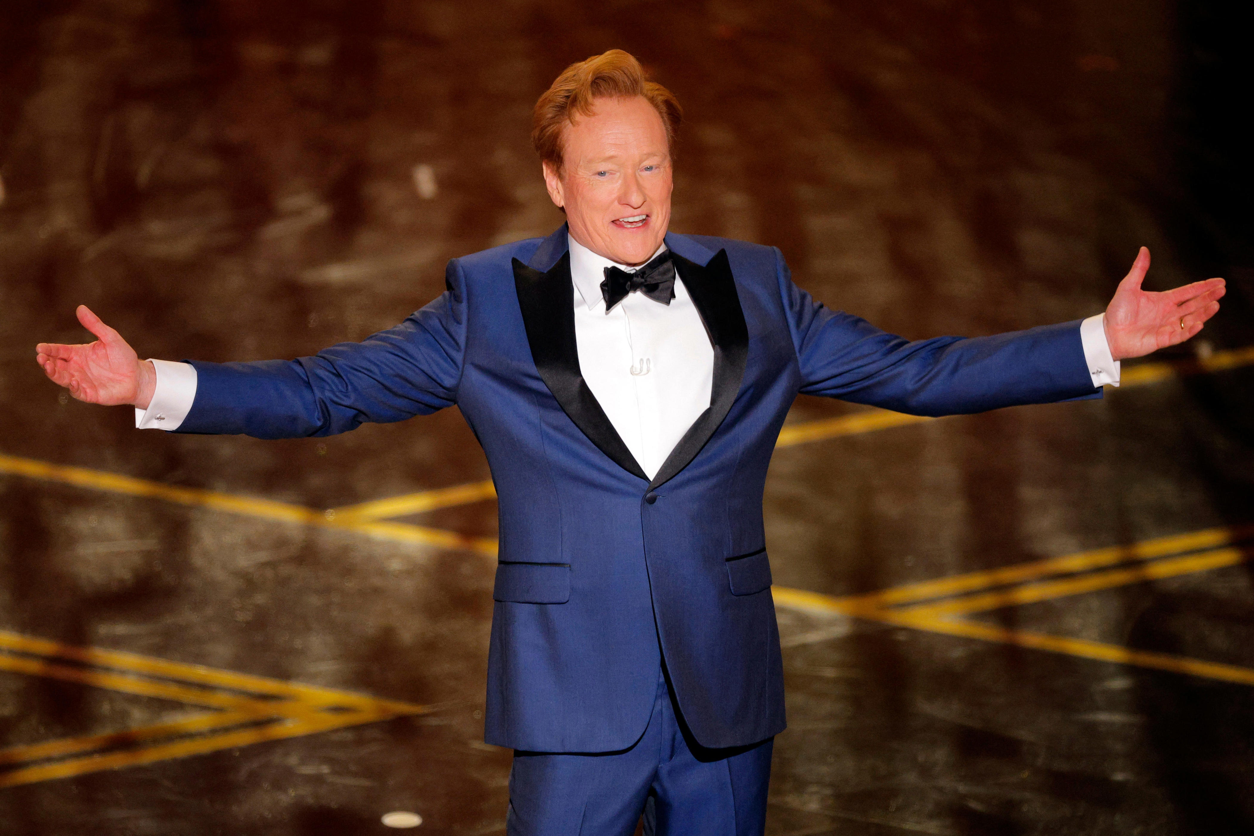 Host Conan O'Brien speaks onstage at the start of the Oscars show at the 98th Academy Awards in Los Angeles, March 15, 2026.