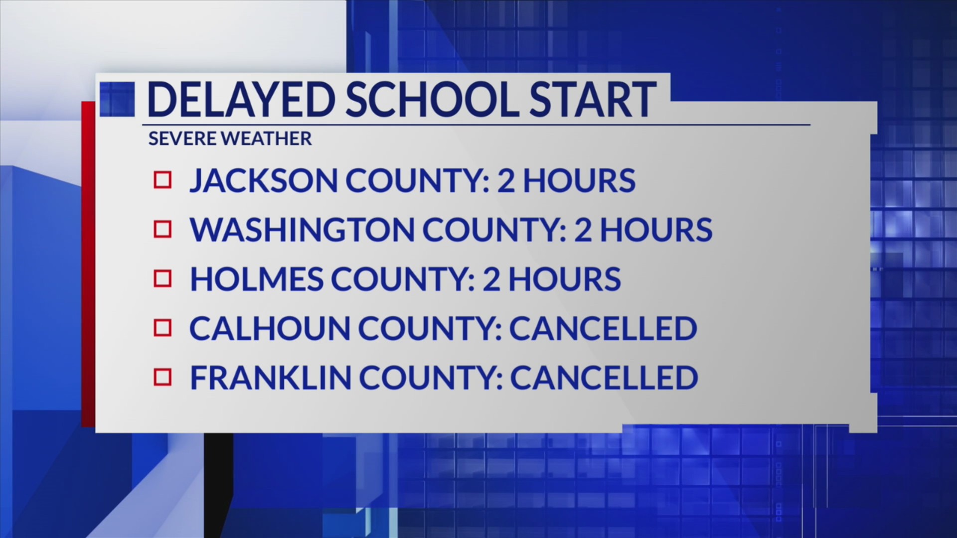Severe weather delayed school start