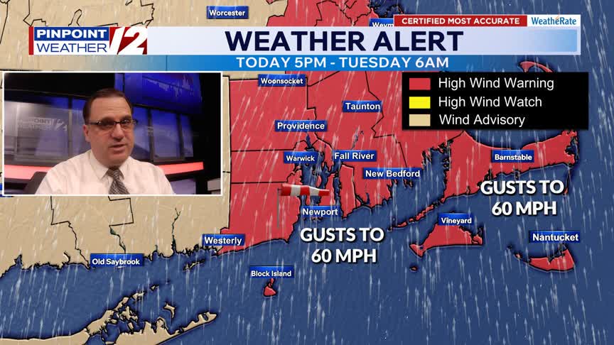 WPRI 12 weather now 3/16/26: Rain and strong winds through tonight